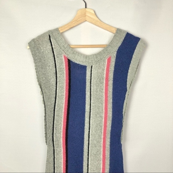 Guess Y2K Gray Colorful Stripe Short Sleeve Sweater Dress S - Picture 3 of 8